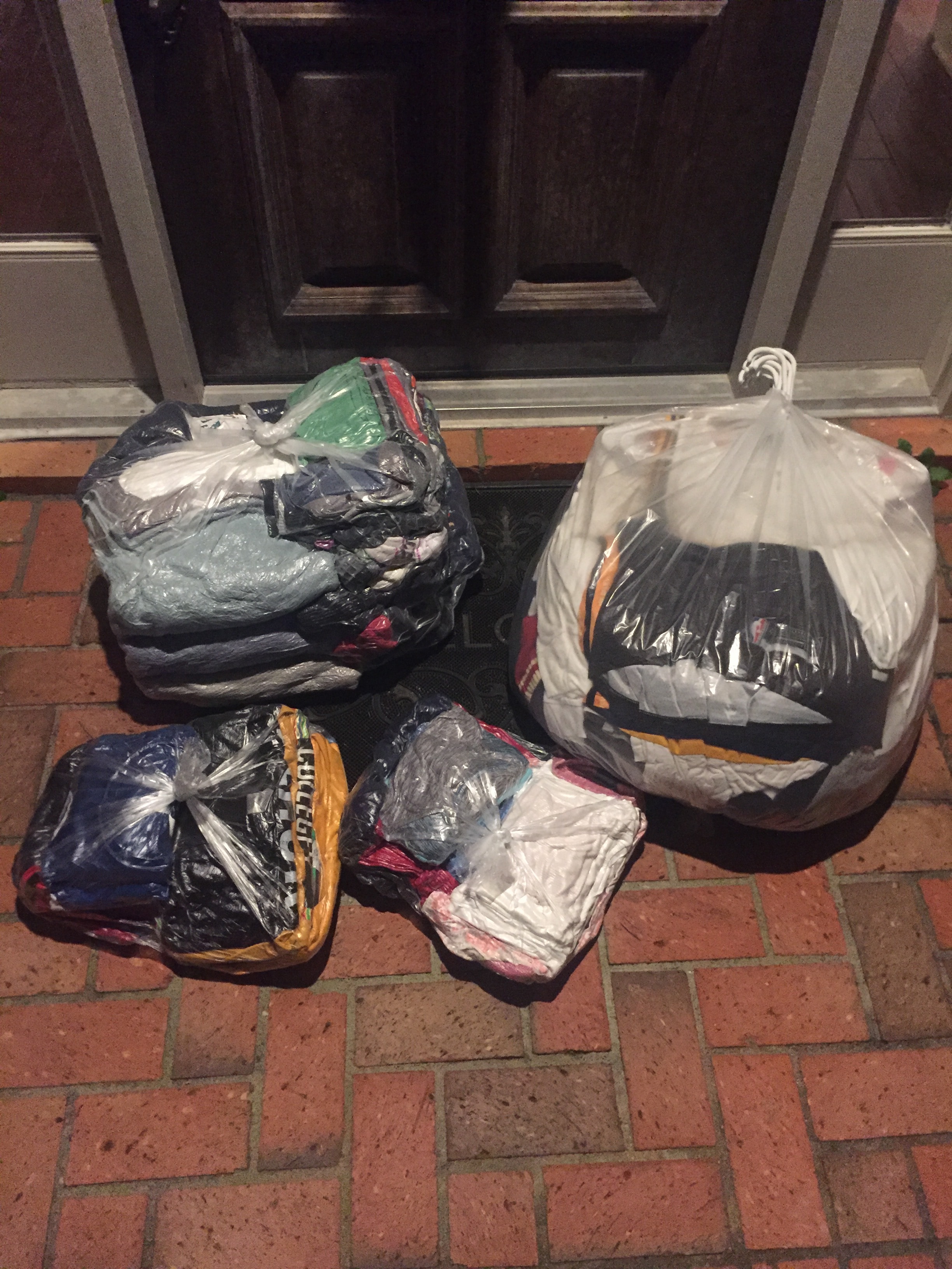 Pickup bags at a front door